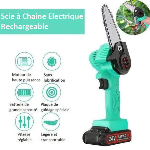 Mini Scie à Chaîne Electrique Rechargeable