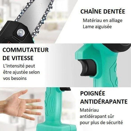 Mini Scie à Chaîne Electrique Rechargeable